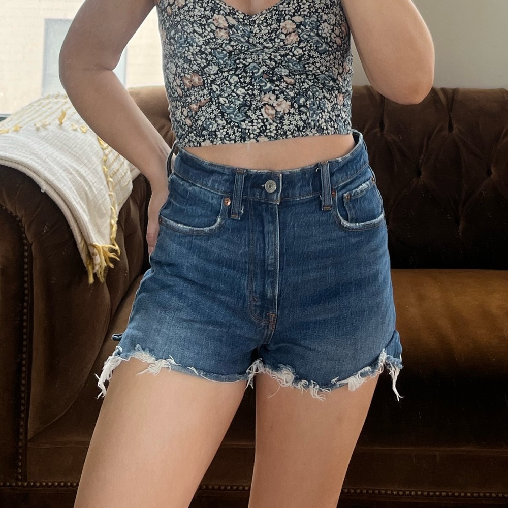 Abercrombie high rise denim shorts